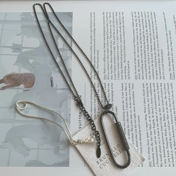 🔥❤️🔥 Brunello Cucinelli Monili Chain Beaded Necklace W/Sparkly Pendant 🔥❤️🔥 - Picture 2 of 13